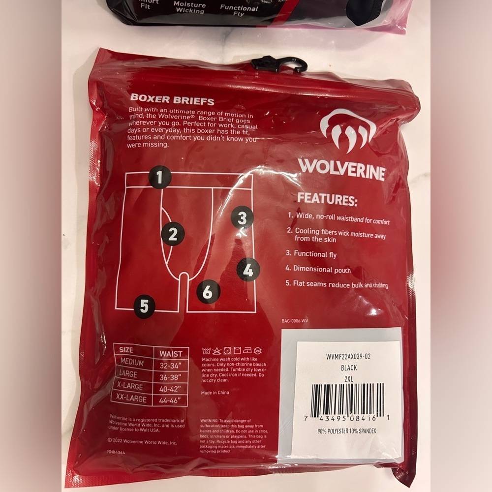 Wolverine Boxer Briefs 2 Pack , Black, XX-Large - Picture 6 of 7